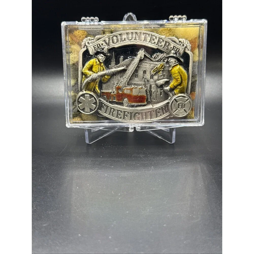 Vintage 1986 Volunteer Firefighter Belt Buckle Fire Rescue Fire Department USA